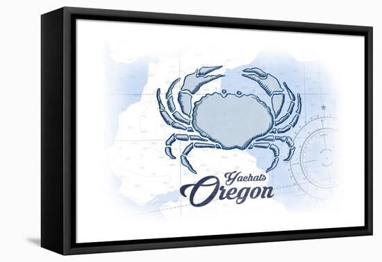 Yachats, Oregon - Crab - Blue - Coastal Icon-Lantern Press-Framed Stretched Canvas