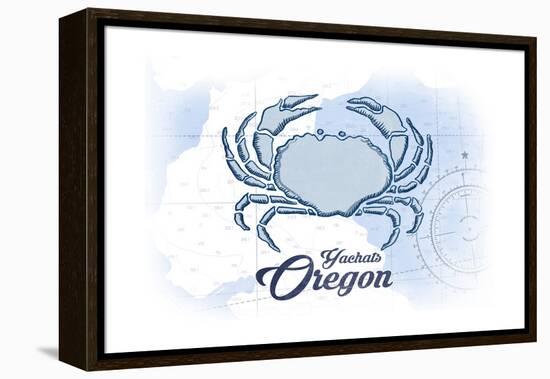 Yachats, Oregon - Crab - Blue - Coastal Icon-Lantern Press-Framed Stretched Canvas