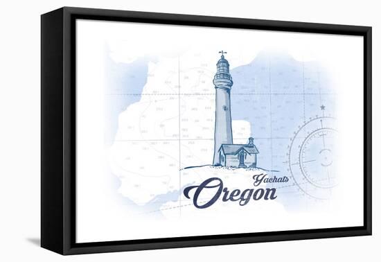 Yachats, Oregon - Lighthouse - Blue - Coastal Icon-Lantern Press-Framed Stretched Canvas