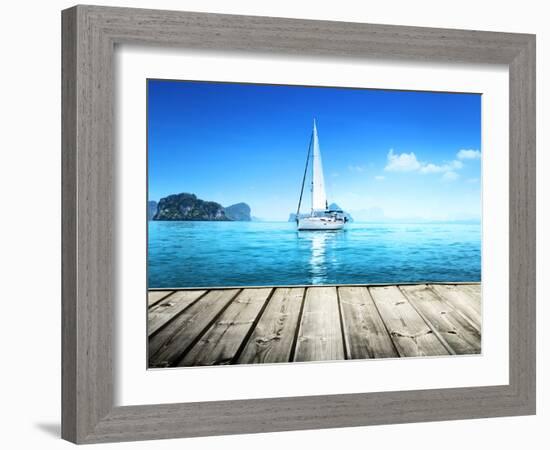 Yacht and Wooden Platform-Iakov Kalinin-Framed Photographic Print