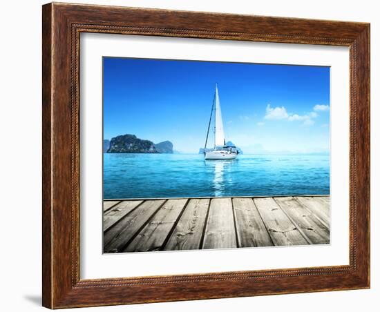 Yacht and Wooden Platform-Iakov Kalinin-Framed Photographic Print