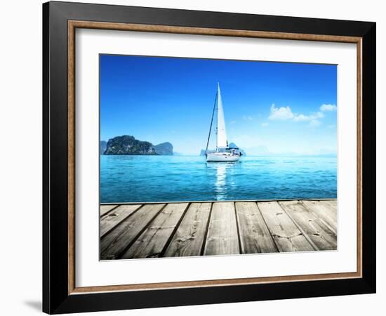 Yacht and Wooden Platform-Iakov Kalinin-Framed Photographic Print