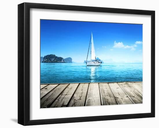 Yacht and Wooden Platform-Iakov Kalinin-Framed Photographic Print