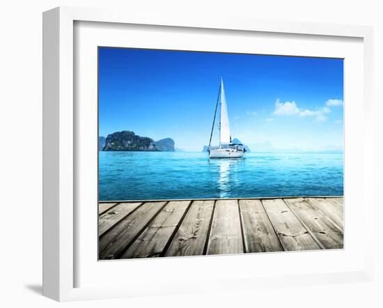 Yacht and Wooden Platform-Iakov Kalinin-Framed Photographic Print