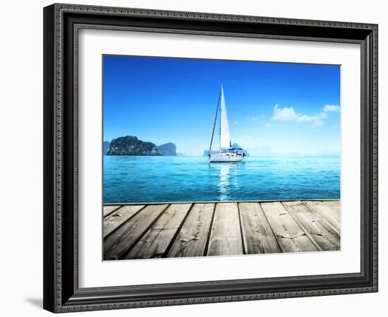 Yacht and Wooden Platform-Iakov Kalinin-Framed Photographic Print