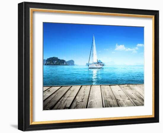 Yacht and Wooden Platform-Iakov Kalinin-Framed Photographic Print