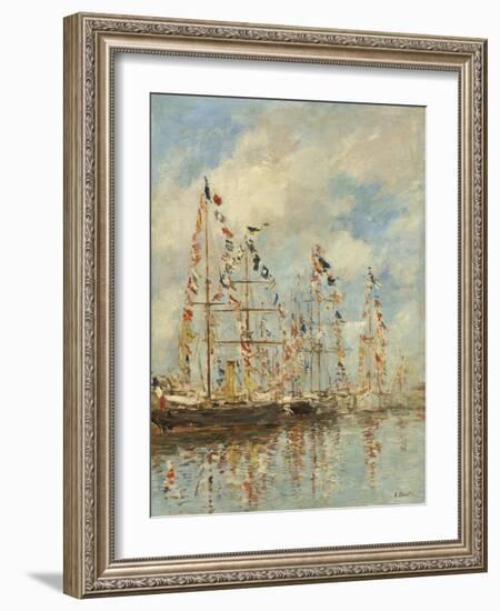 Yacht Basin at Trouville-Deauville, c.1895-6-Eugene Louis Boudin-Framed Giclee Print