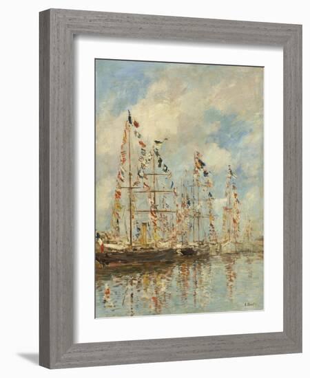 Yacht Basin at Trouville-Deauville, c.1895-6-Eugene Louis Boudin-Framed Giclee Print