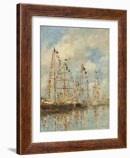 Yacht Basin at Trouville-Deauville, c.1895-6-Eugene Louis Boudin-Framed Giclee Print