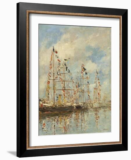 Yacht Basin at Trouville-Deauville, c.1895-6-Eugene Louis Boudin-Framed Giclee Print