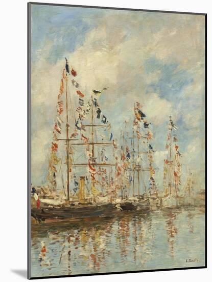 Yacht Basin at Trouville-Deauville, c.1895-6-Eugene Louis Boudin-Mounted Giclee Print