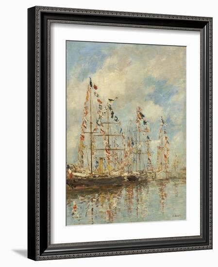 Yacht Basin at Trouville-Deauville, c.1895-6-Eugene Louis Boudin-Framed Giclee Print