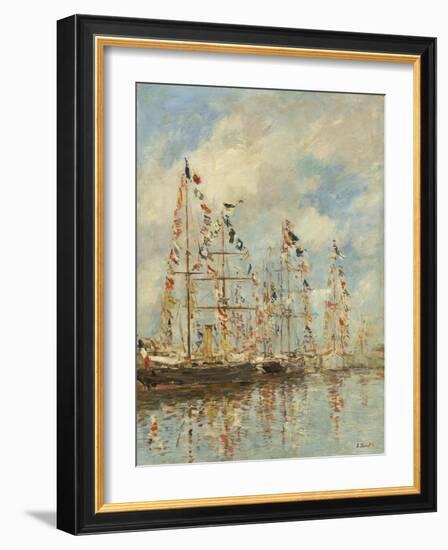 Yacht Basin at Trouville-Deauville, c.1895-6-Eugene Louis Boudin-Framed Giclee Print