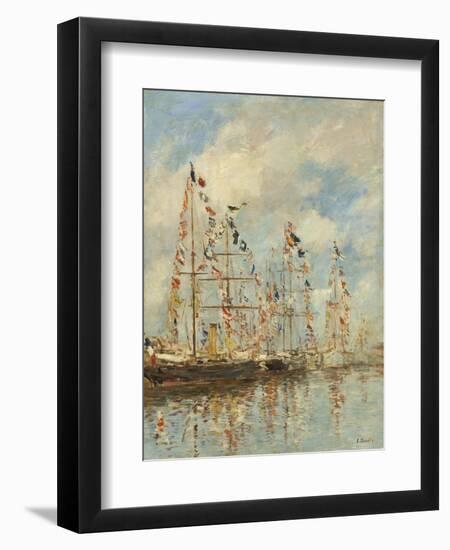 Yacht Basin at Trouville-Deauville, c.1895-6-Eugene Louis Boudin-Framed Giclee Print