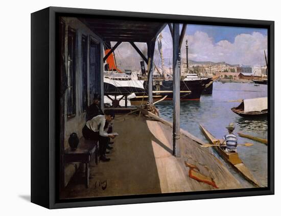 Yacht Club in Barcelona, 1890-1891 (Oil on Canvas)-Ramon Casas i Carbo-Framed Premier Image Canvas