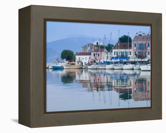 Yacht Harbor, Fiskardo, Kefalonia, Ionian Islands, Greece-Walter Bibikow-Framed Premier Image Canvas