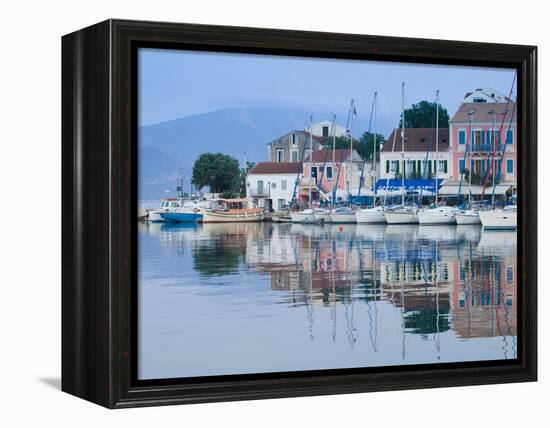 Yacht Harbor, Fiskardo, Kefalonia, Ionian Islands, Greece-Walter Bibikow-Framed Premier Image Canvas