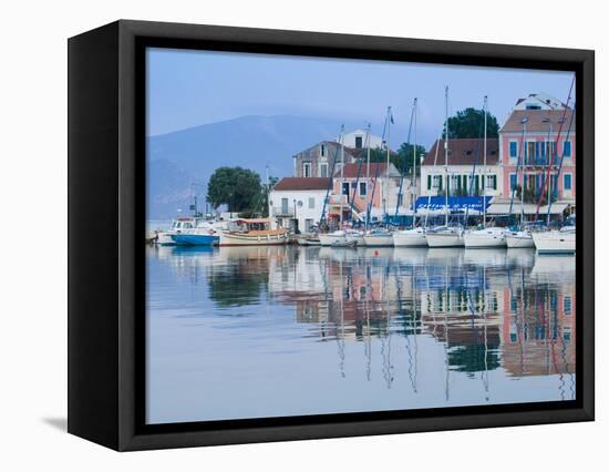 Yacht Harbor, Fiskardo, Kefalonia, Ionian Islands, Greece-Walter Bibikow-Framed Premier Image Canvas