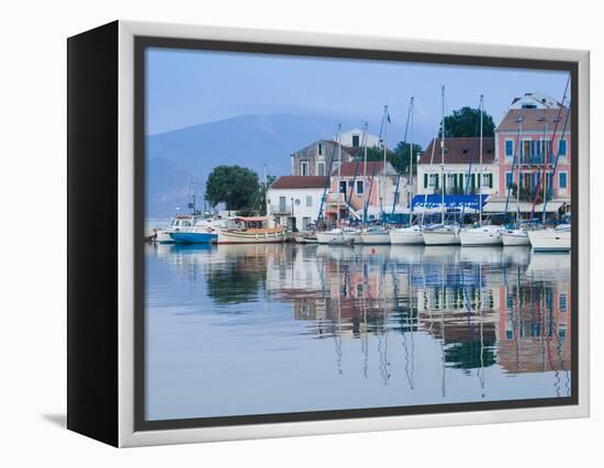 Yacht Harbor, Fiskardo, Kefalonia, Ionian Islands, Greece-Walter Bibikow-Framed Premier Image Canvas