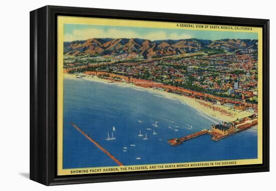 Yacht Harbor, The Palisades, and Santa Monica Beach - Santa Monica, CA-Lantern Press-Framed Stretched Canvas