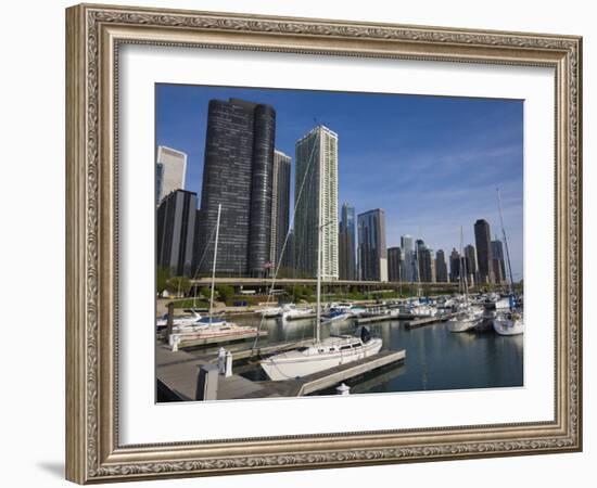 Yacht Marina, Chicago, Illinois, United States of America, North America-Amanda Hall-Framed Photographic Print