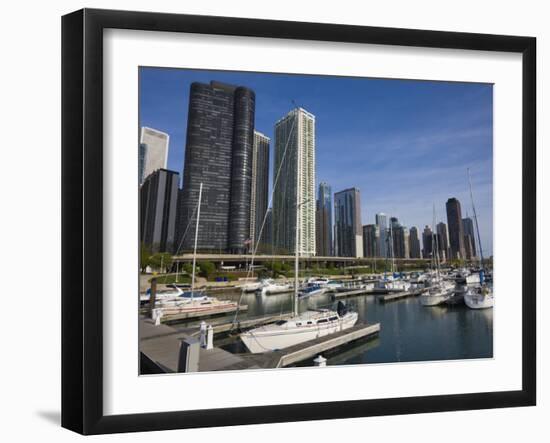 Yacht Marina, Chicago, Illinois, United States of America, North America-Amanda Hall-Framed Photographic Print