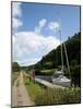 Yacht Moored in Crinan Canal, Highlands, Scotland, United Kingdom, Europe-David Lomax-Mounted Photographic Print