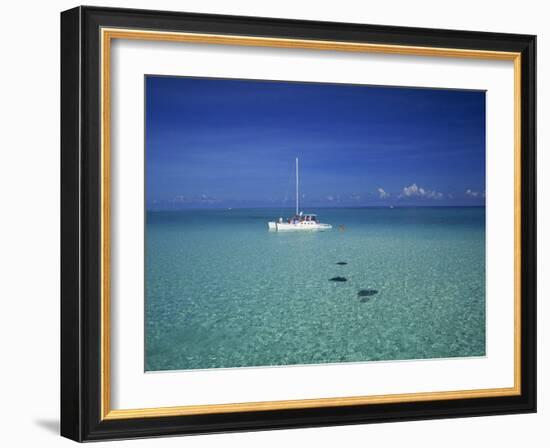 Yacht Moored in the North Sound, with Stringrays Visible Beneath the Water, Cayman Islands-Tomlinson Ruth-Framed Photographic Print