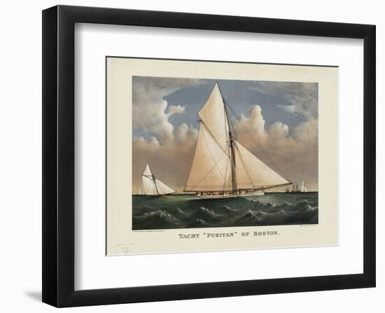 Yacht “Puritan” of Boston-Currier & Ives-Framed Art Print