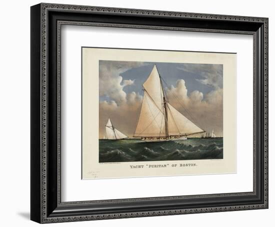 Yacht “Puritan” of Boston-Currier & Ives-Framed Art Print