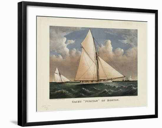 Yacht “Puritan” of Boston-Currier & Ives-Framed Art Print