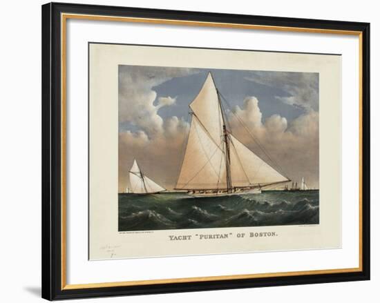 Yacht “Puritan” of Boston-Currier & Ives-Framed Art Print