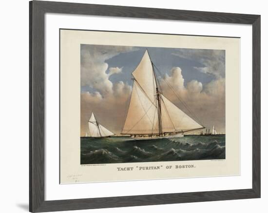 Yacht “Puritan” of Boston-Currier & Ives-Framed Giclee Print