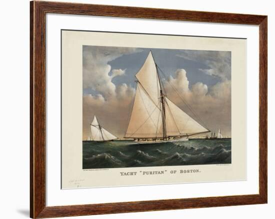 Yacht “Puritan” of Boston-Currier & Ives-Framed Giclee Print