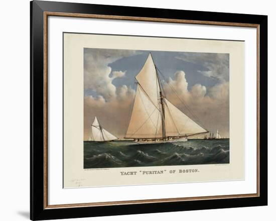 Yacht “Puritan” of Boston-Currier & Ives-Framed Giclee Print