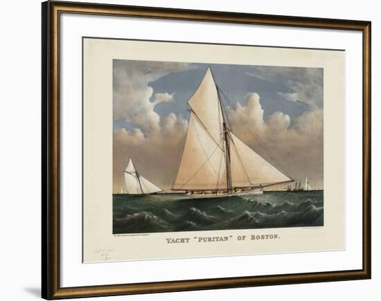 Yacht “Puritan” of Boston-Currier & Ives-Framed Giclee Print