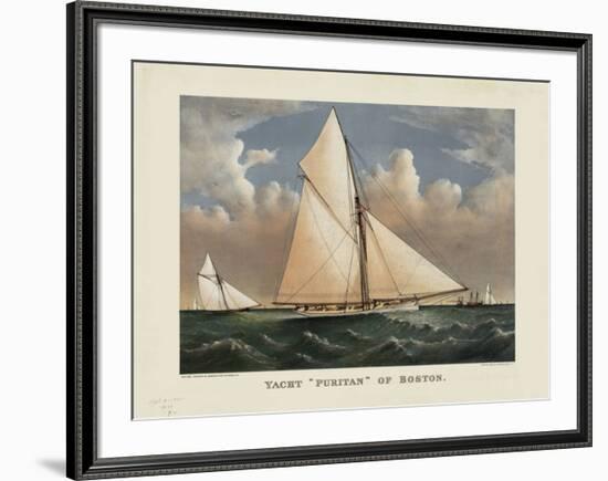 Yacht “Puritan” of Boston-Currier & Ives-Framed Giclee Print