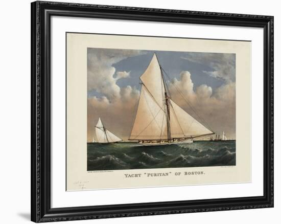 Yacht “Puritan” of Boston-Currier & Ives-Framed Giclee Print