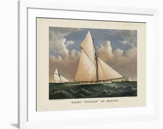 Yacht “Puritan” of Boston-Currier & Ives-Framed Giclee Print