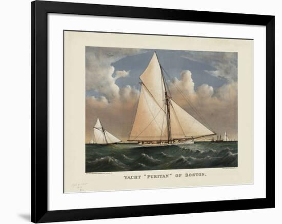 Yacht “Puritan” of Boston-Currier & Ives-Framed Giclee Print