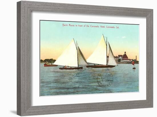 Yacht Races off Coronado, San Diego, California-null-Framed Art Print