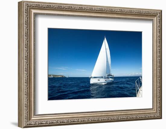 Yacht Sailing at Competition.-De Visu-Framed Photographic Print