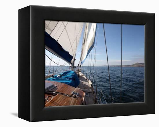 Yacht Sailing West Along the Coast, Dorset, England, United Kingdom, Europe-David Lomax-Framed Premier Image Canvas