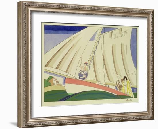 Yachting, C.1920 (Stencil on Paper)-Charles Martin-Framed Giclee Print