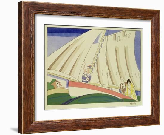 Yachting, C.1920 (Stencil on Paper)-Charles Martin-Framed Giclee Print