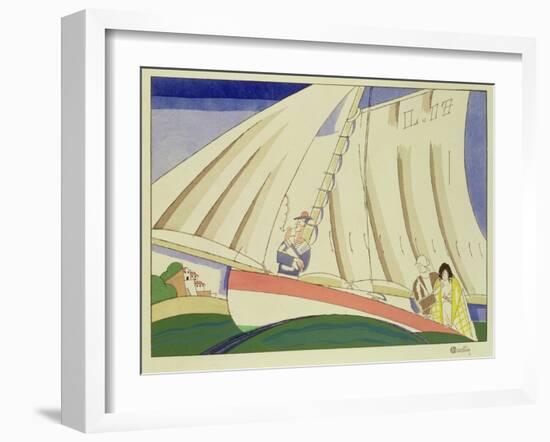 Yachting, C.1920 (Stencil on Paper)-Charles Martin-Framed Giclee Print