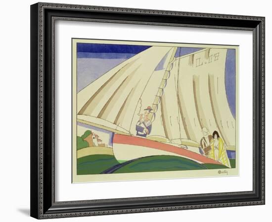 Yachting, C.1920 (Stencil on Paper)-Charles Martin-Framed Giclee Print