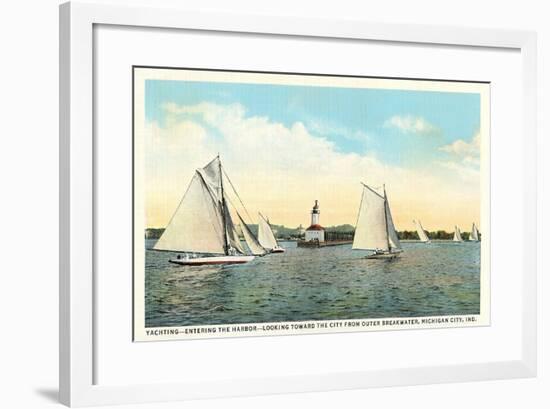 Yachting Near Michigan City-null-Framed Art Print