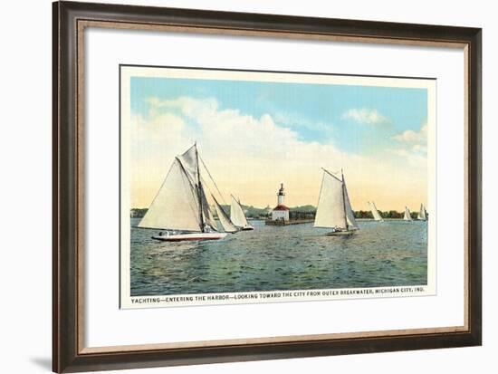 Yachting Near Michigan City-null-Framed Art Print