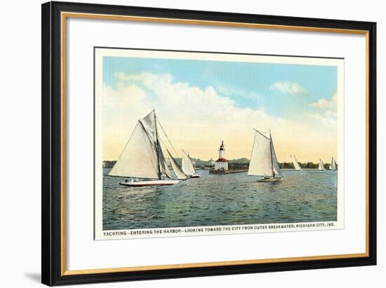 Yachting Near Michigan City-null-Framed Art Print